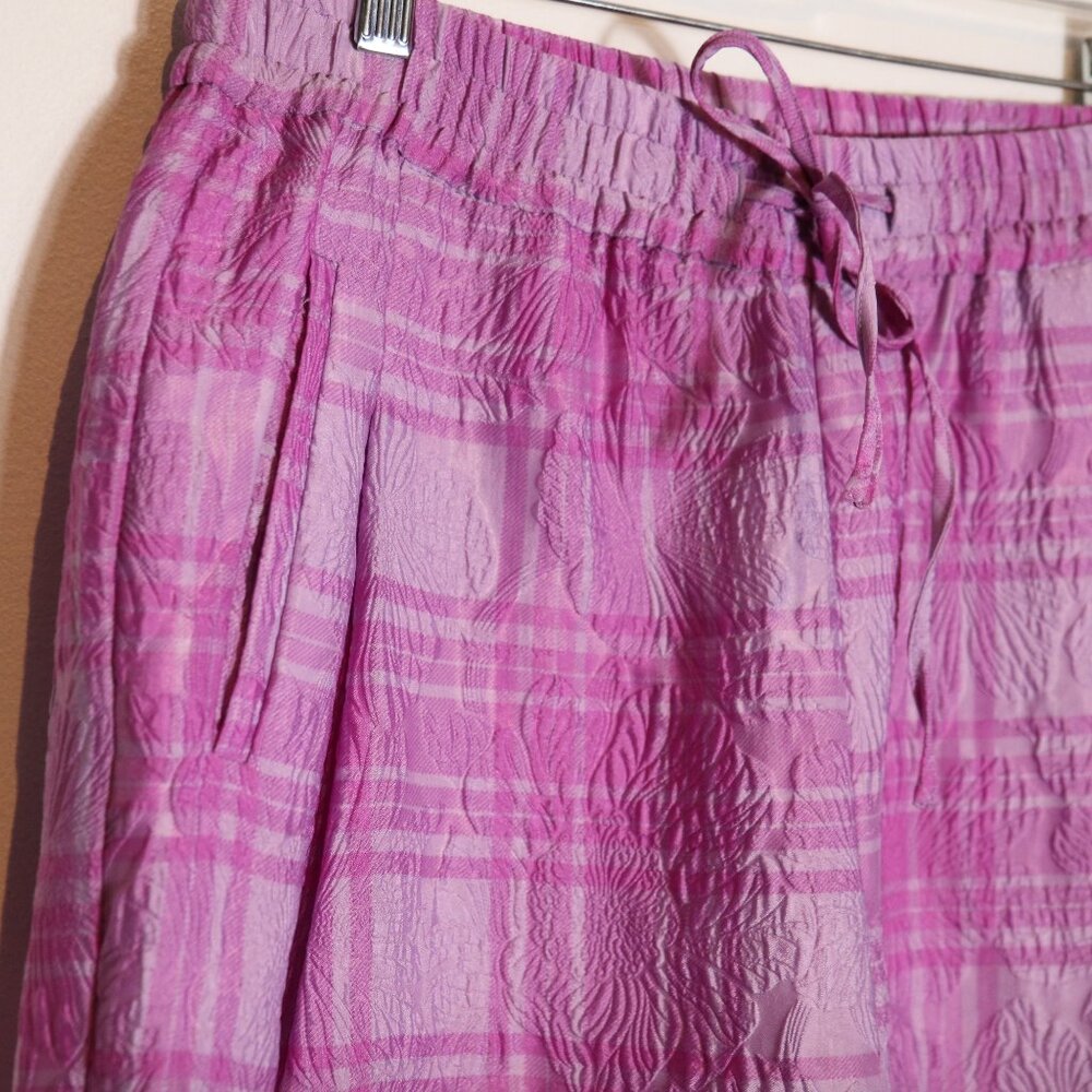 Essentiel Antwerp Lilac Purple Donuts Checked Wide Leg Pant 40 Large Floral Bold - Picture 4 of 9